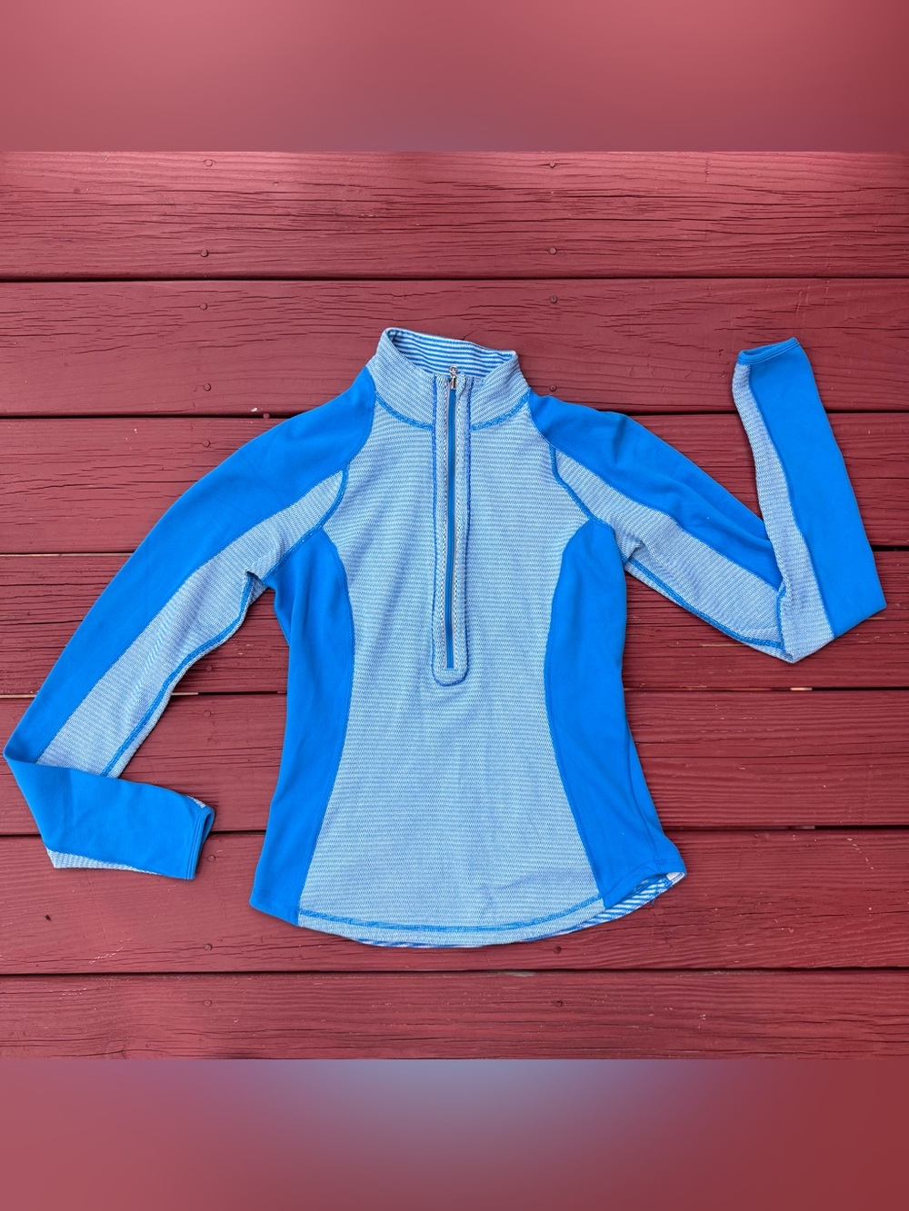 lululemon athletica Light Blue and Bright Blue Long-Sleeve Zip Pullover